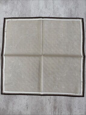 MCM Beige and Brown Logo Silk Square Scarf